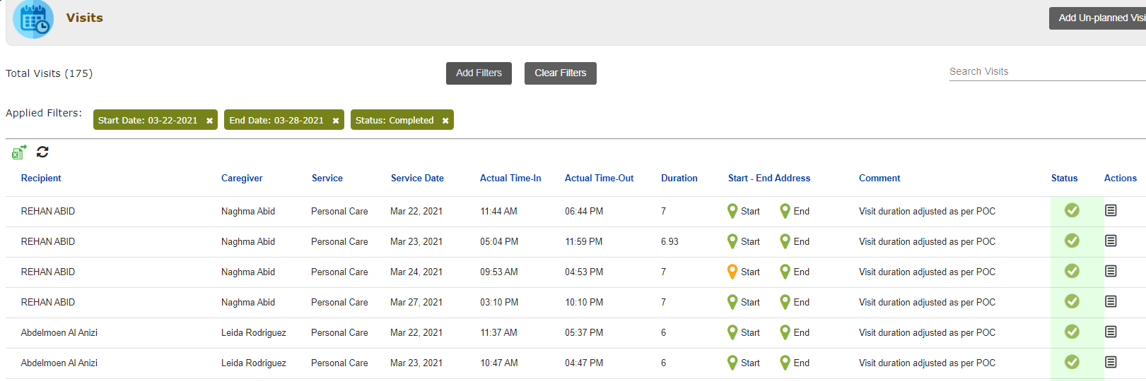 screenshot of EVV Plus